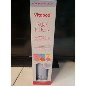 Paris Hilton Vitapod Pool Side Blue Metal Water Bottle With 6 Flavor pods. NEW